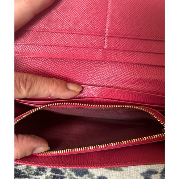 Authentic Prada Ribbon Continental Saffiano Leather Wallet in Pink w/COA - Picture 14 of 16
